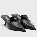 PRADA SABOTS MULES IN BLACK BRUSHED LEATHER – PSD054