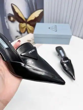 PRADA SABOTS MULES IN BLACK BRUSHED LEATHER – PSD054
