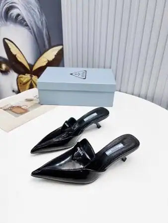 PRADA SABOTS MULES IN BLACK BRUSHED LEATHER – PSD054