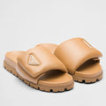 PRADA SLIDES IN BROWN SOFT PADDED NAPPA LEATHER – PSD078