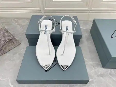 PRADA THONG SANDALS IN WHITE BRUSHED LEATHER – PSD046