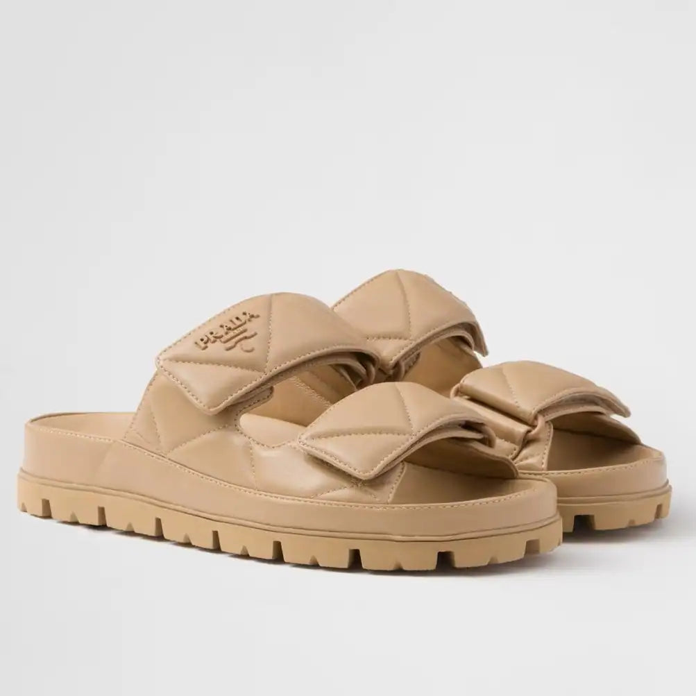 PRADA WOMEN’S SANDALS IN BEIGE PADDED NAPPA LEATHER – PSD024