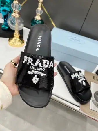 PRADA WOMEN’S SLIDES EMBROIDERED WITH SEQUINS – PSD081