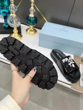 PRADA WOMEN’S SLIDES EMBROIDERED WITH SEQUINS – PSD081