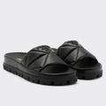 PRADA WOMEN’S SLIDES IN BLACK QUILTED NAPPA LEATHER – PSD083
