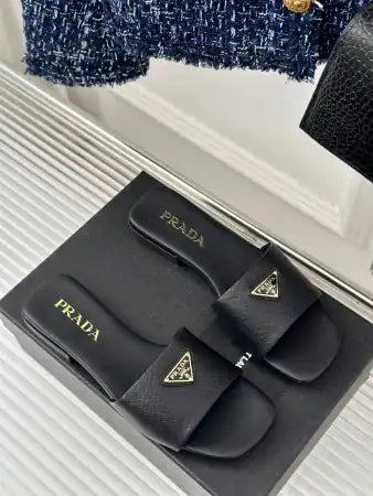 PRADA WOMEN’S SLIDES IN BLACK SAFFIANO LEATHER – PSD063