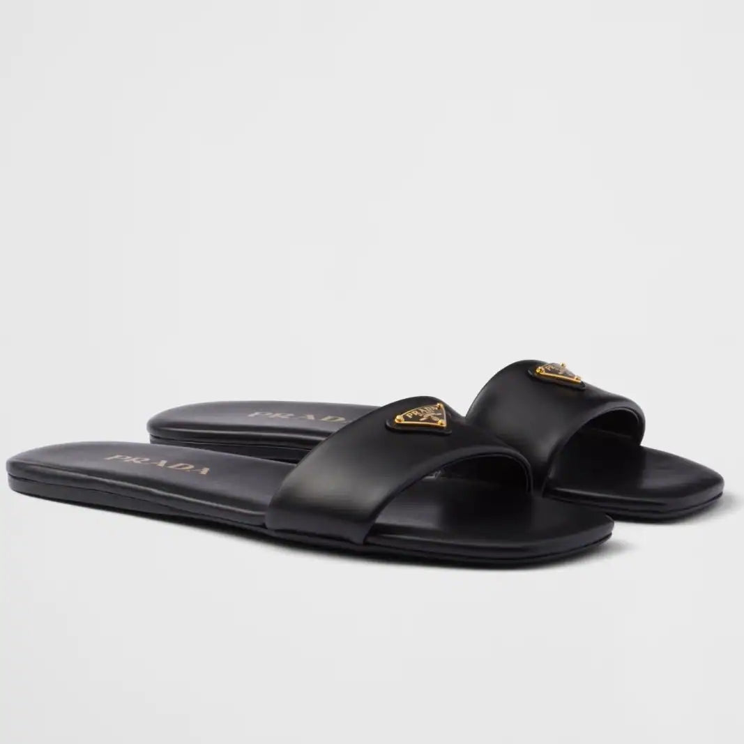 PRADA WOMEN’S SLIDES IN BLACK SMOOTH LEATHER – PSD071