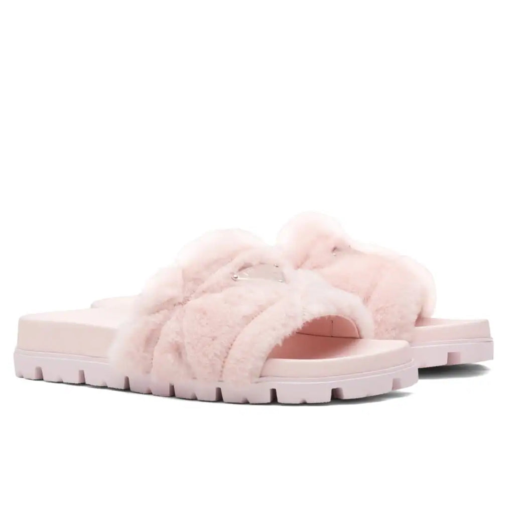 PRADA WOMEN’S SLIDES IN PINK SHEARLING – PSD086