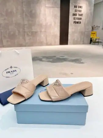 PRADA WOMEN’S SLIDES SANDALS 35MM IN BEIGE NAPPA LEATHER – PSD072