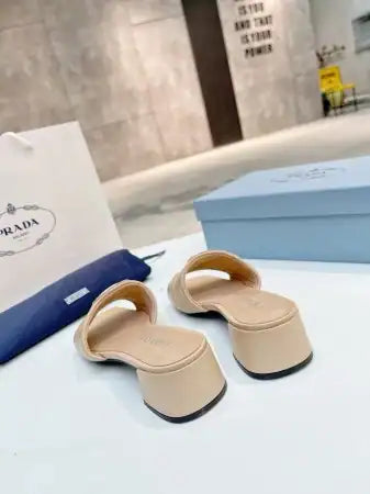PRADA WOMEN’S SLIDES SANDALS 35MM IN BEIGE NAPPA LEATHER – PSD072