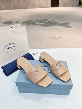 PRADA WOMEN’S SLIDES SANDALS 35MM IN BEIGE NAPPA LEATHER – PSD072