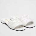 PRADA WOMEN’S SLIDES SANDALS IN WHITE NAPPA LEATHER – PSD077