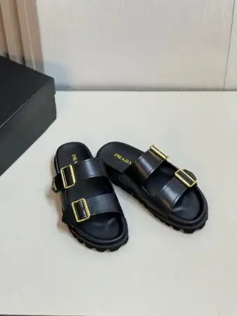 PRADA WOMEN’S STRAP SLIDES SANDALS IN BLACK LEATHER – PSD028
