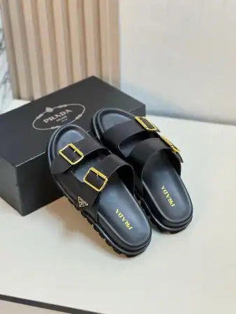 PRADA WOMEN’S STRAP SLIDES SANDALS IN BLACK LEATHER – PSD028