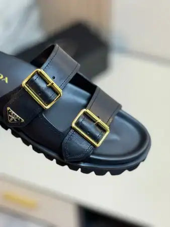 PRADA WOMEN’S STRAP SLIDES SANDALS IN BLACK LEATHER – PSD067