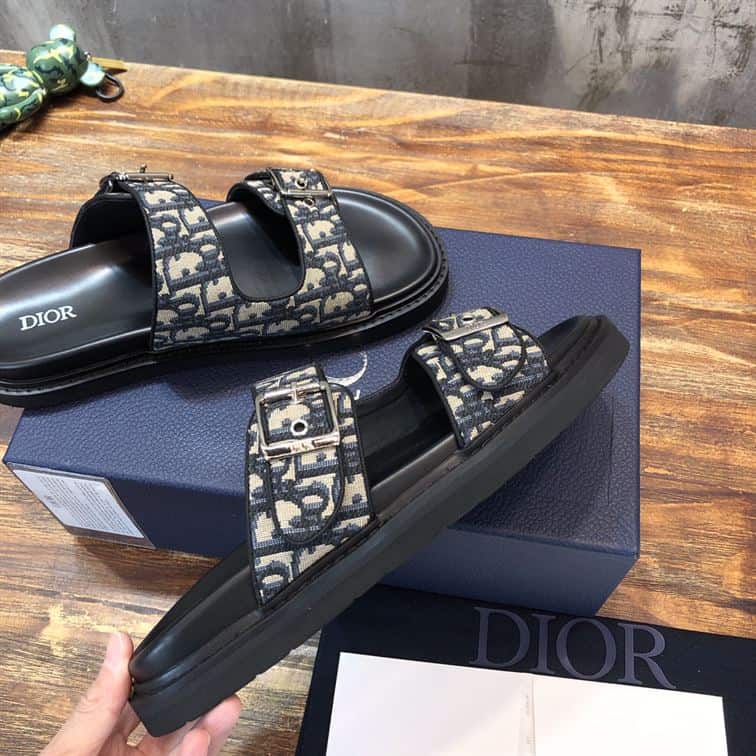 DIOR AQUA SANDAL BEIGE AND BLACK DIOR OBLIQUE JACQUARD – DS008