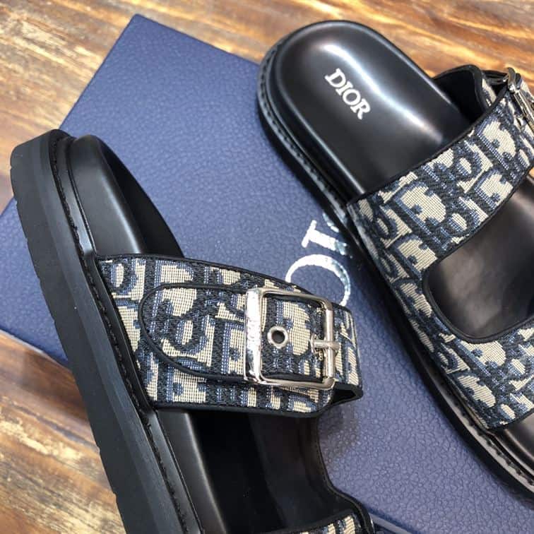DIOR AQUA SANDAL BEIGE AND BLACK DIOR OBLIQUE JACQUARD – DS008