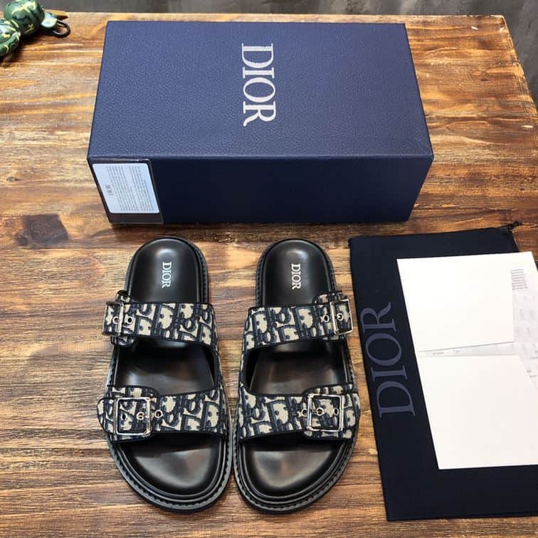 DIOR AQUA SANDAL BEIGE AND BLACK DIOR OBLIQUE JACQUARD – DS008