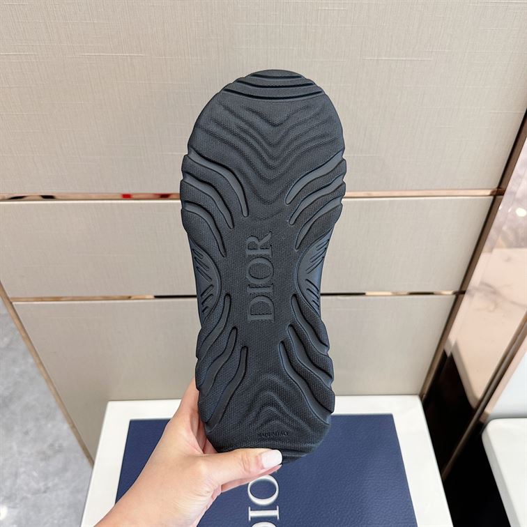 DIOR H-TOWN SANDAL BLACK RUBBER WITH BEIGE AND BLACK DIOR OBLIQUE JACQUARD – DS002
