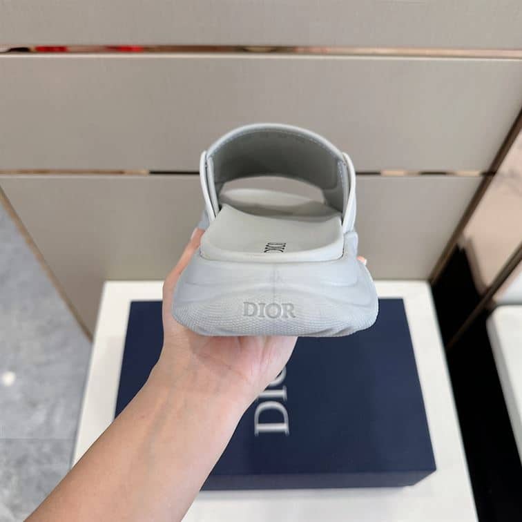 DIOR H-TOWN SANDAL GRAY RUBBER WITH BEIGE AND BLACK DIOR OBLIQUE JACQUARD – DS001