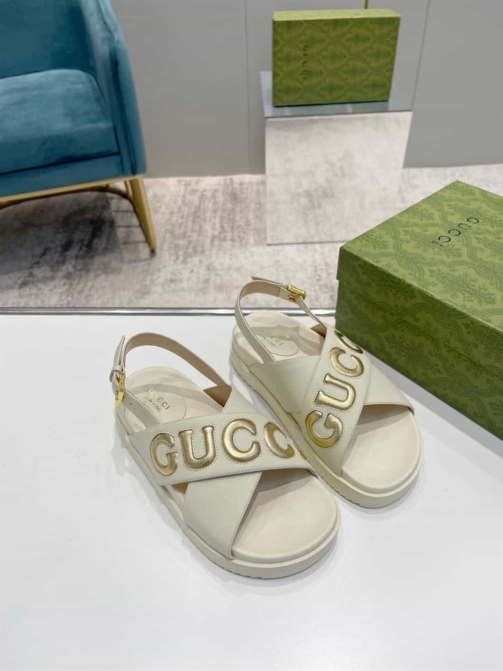 GUCCI MEN’S GUCCI SANDAL WHITE LEATHER – GSL010