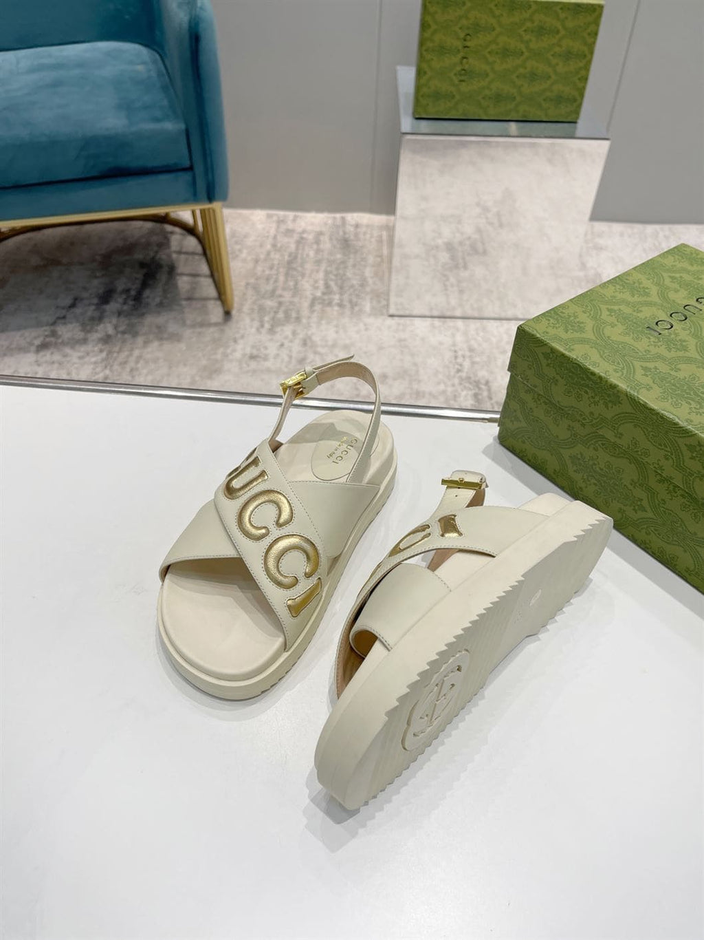 GUCCI MEN’S GUCCI SANDAL WHITE LEATHER – GSL010