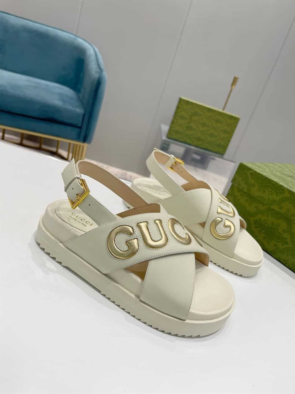 GUCCI MEN’S GUCCI SANDAL WHITE LEATHER – GSL010