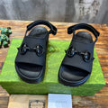 GUCCI WOMEN’S HORSEBIT FLATFORM SANDAL BLACK RUBBER – GSL016