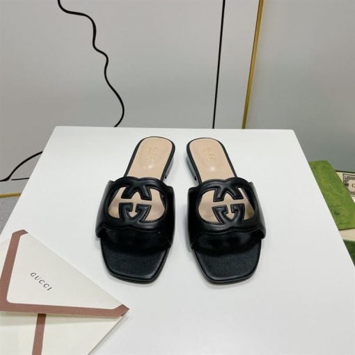 GUCCI WOMEN’S INTERLOCKING G CUT-OUT SLIDE SANDAL – GSL012